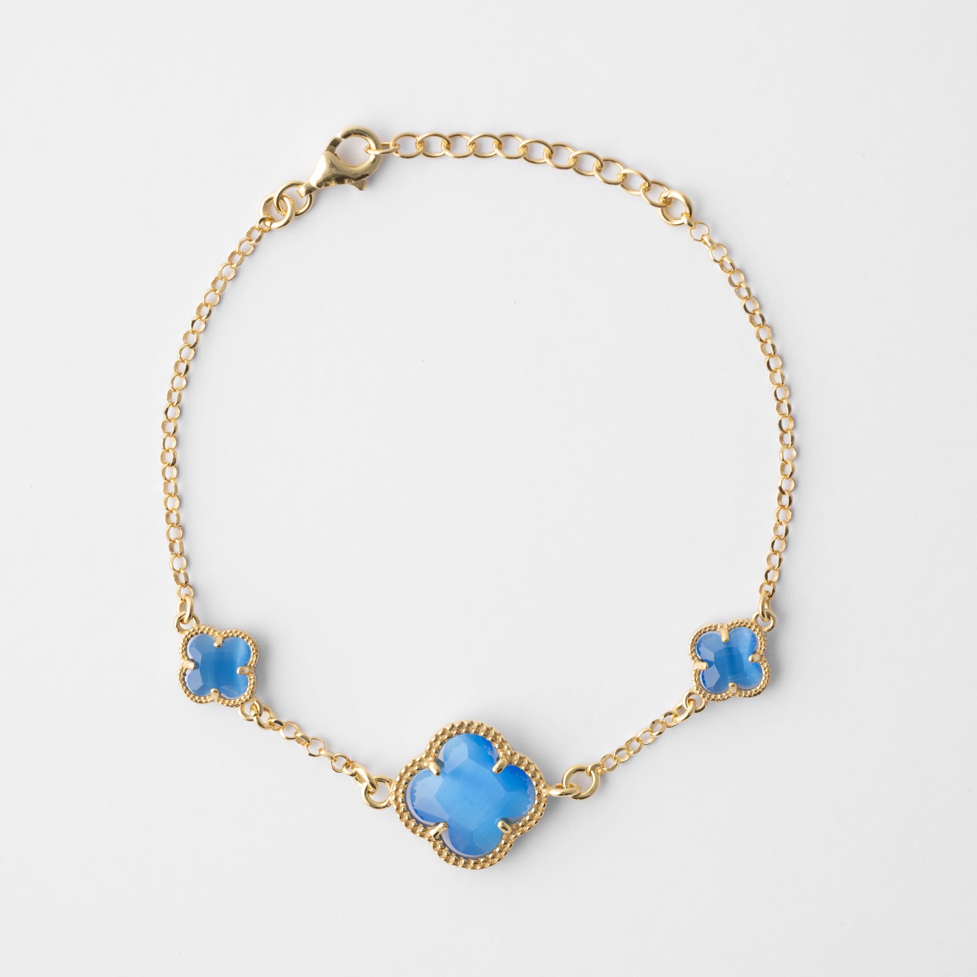 CLOVER gold bracelet with blu quartz