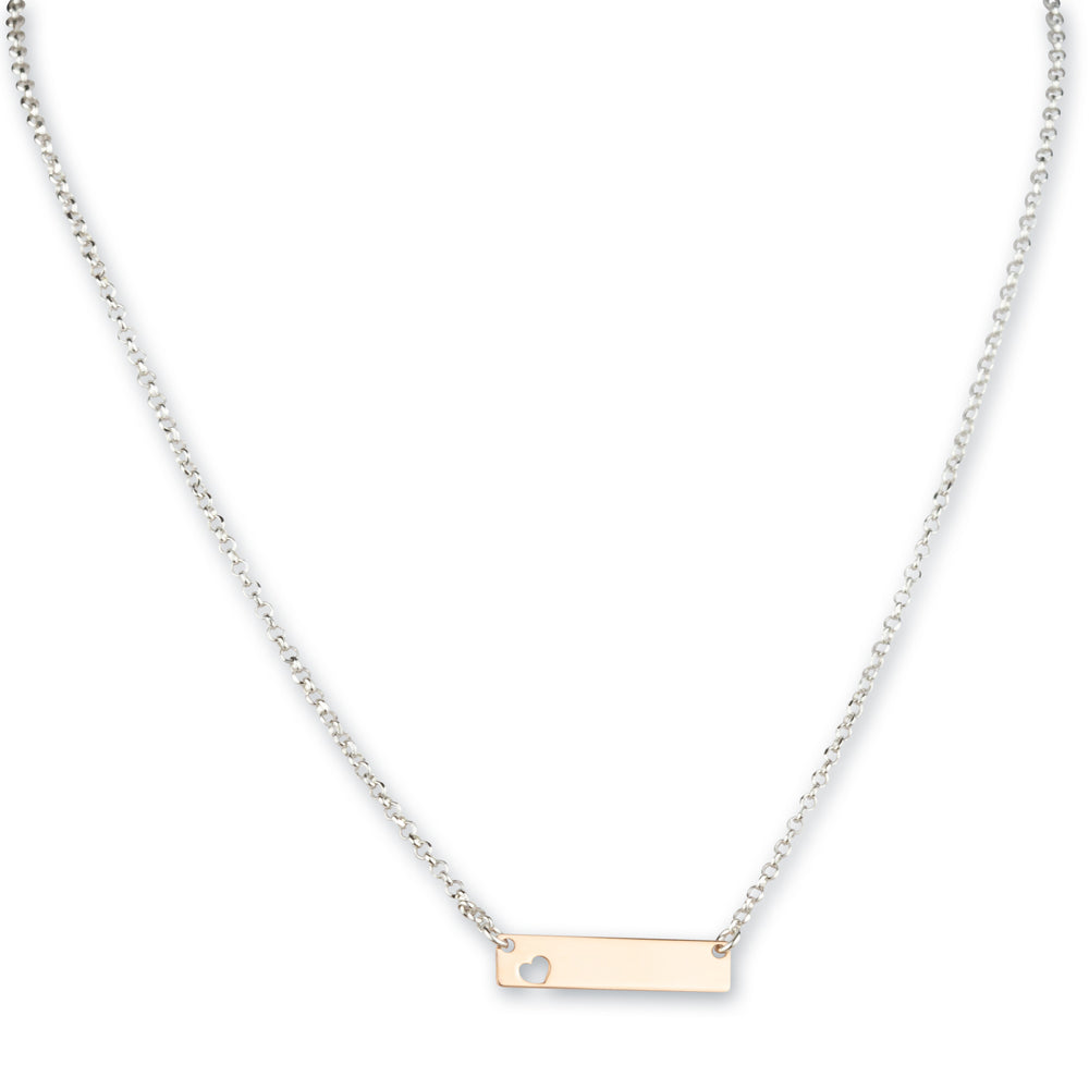 Engraveable Silver Necklace with Rose Gold Plaque