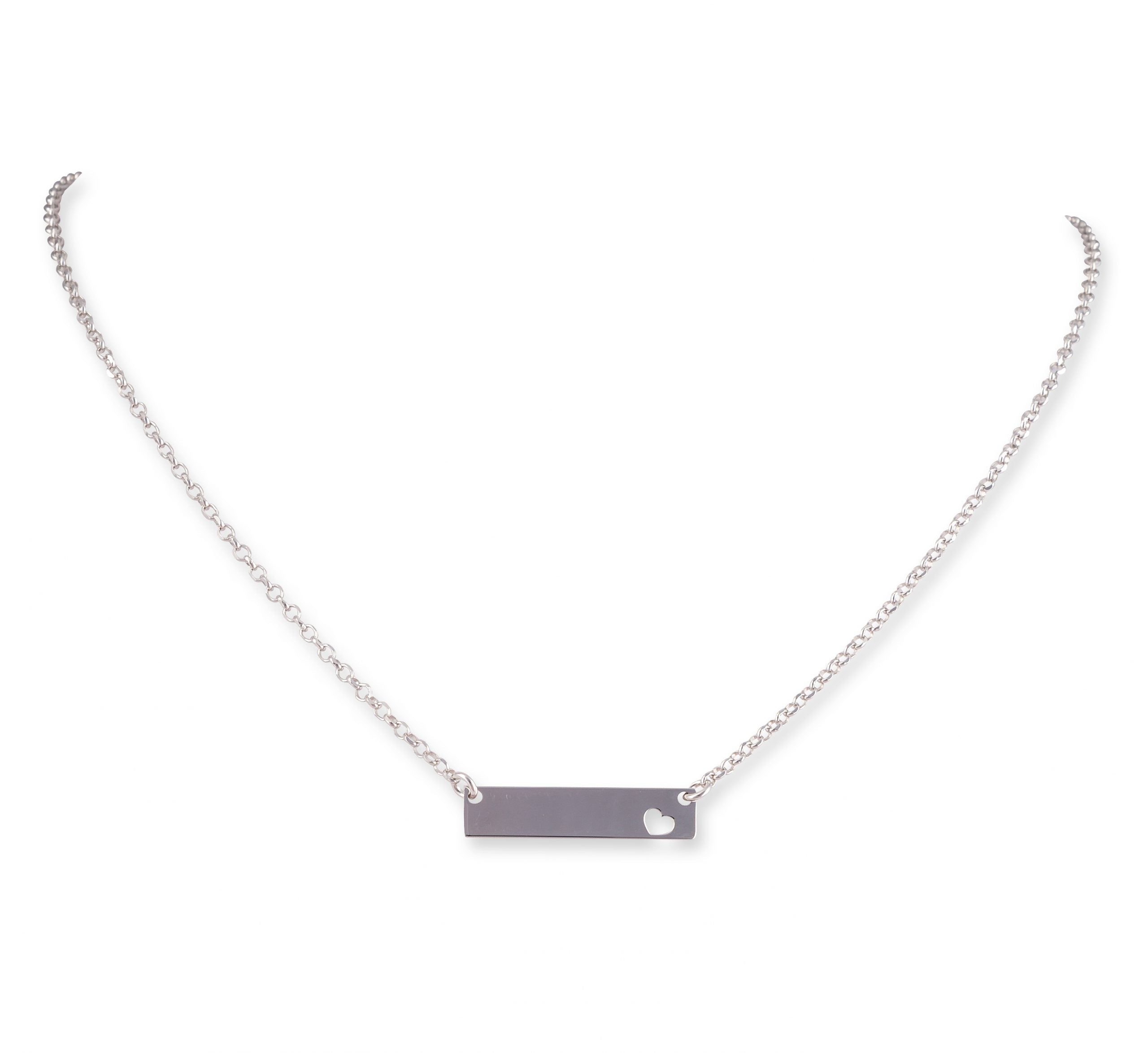 Engraveable Silver Necklace with Silver Plaque