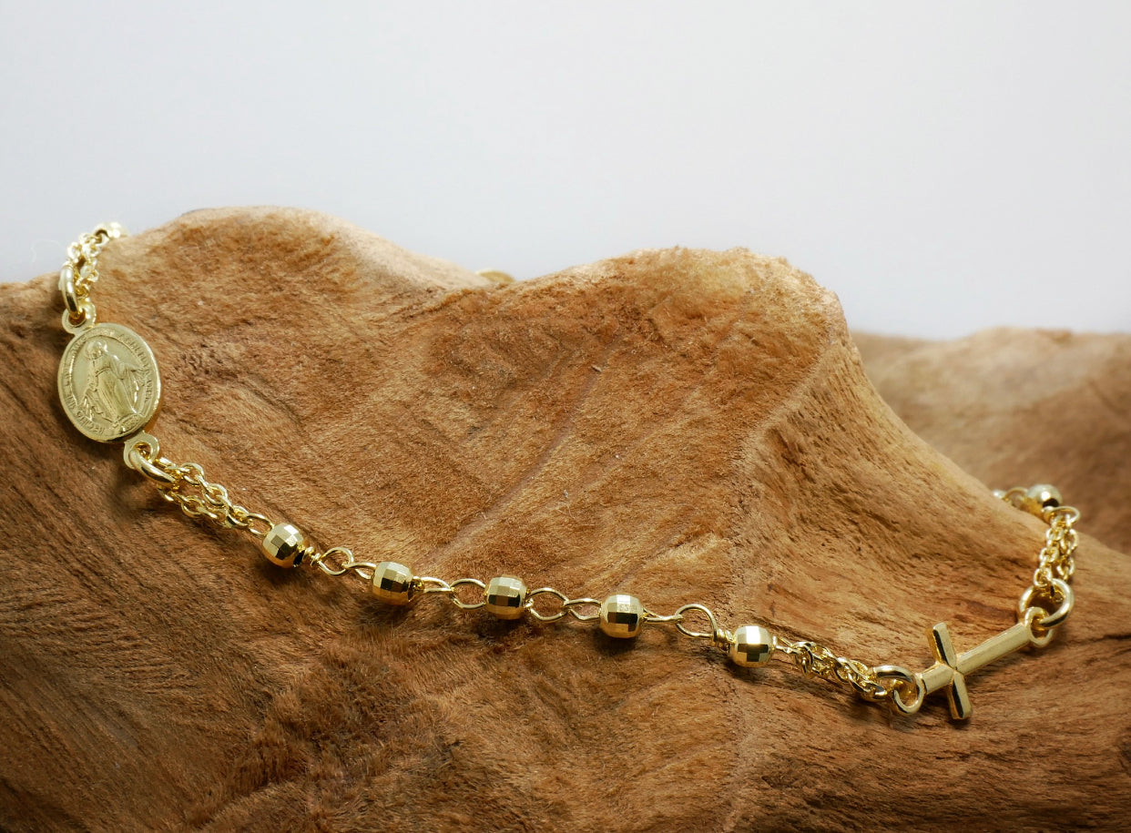 Bracciale ROSARY placcato oro con grani dorati taglio diamante NCB603G/G