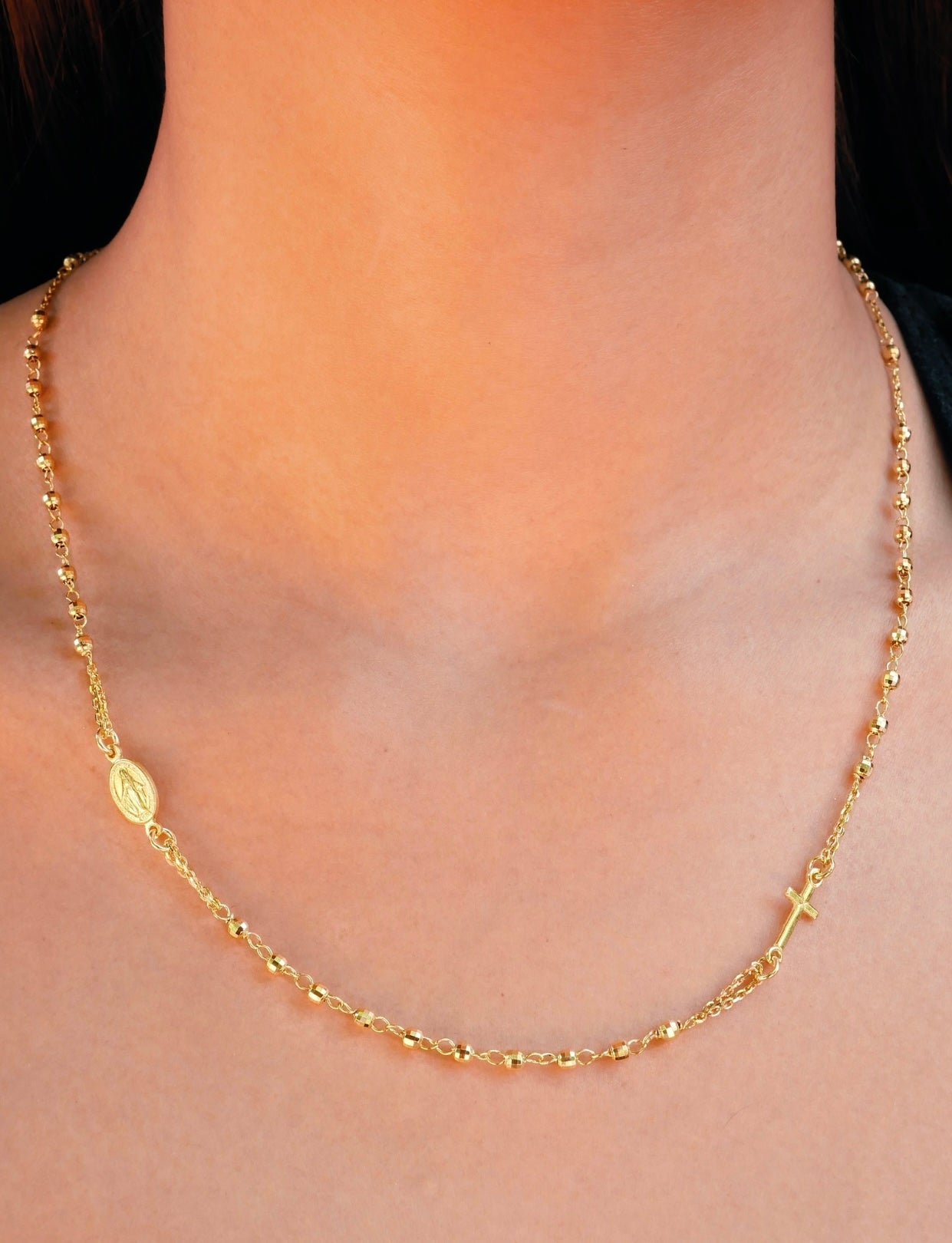 Collana ROSARY placcata oro con grani dorati taglio diamante NCN603G/G