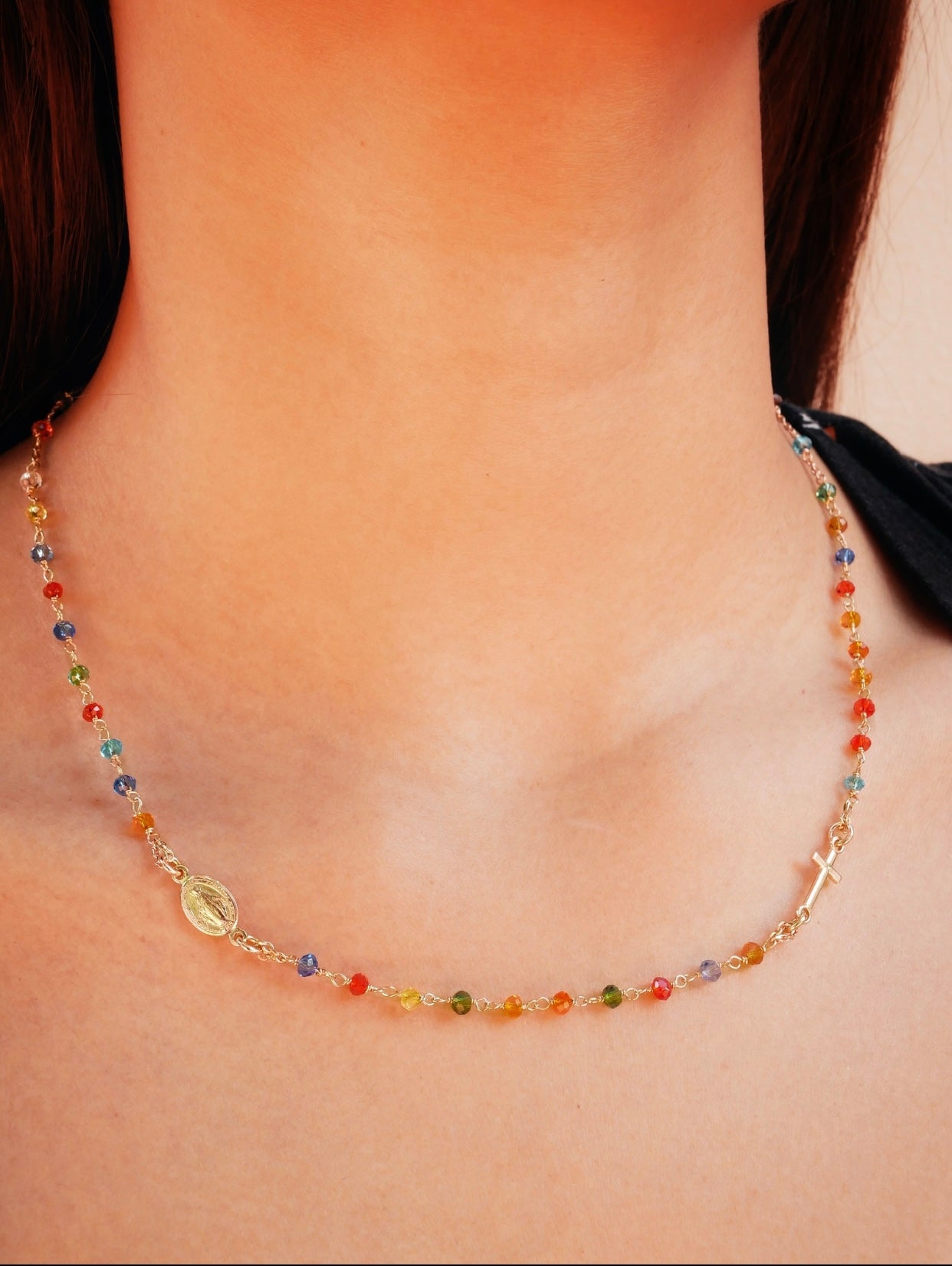 ROSARY Necklace with Multicolours Crystals