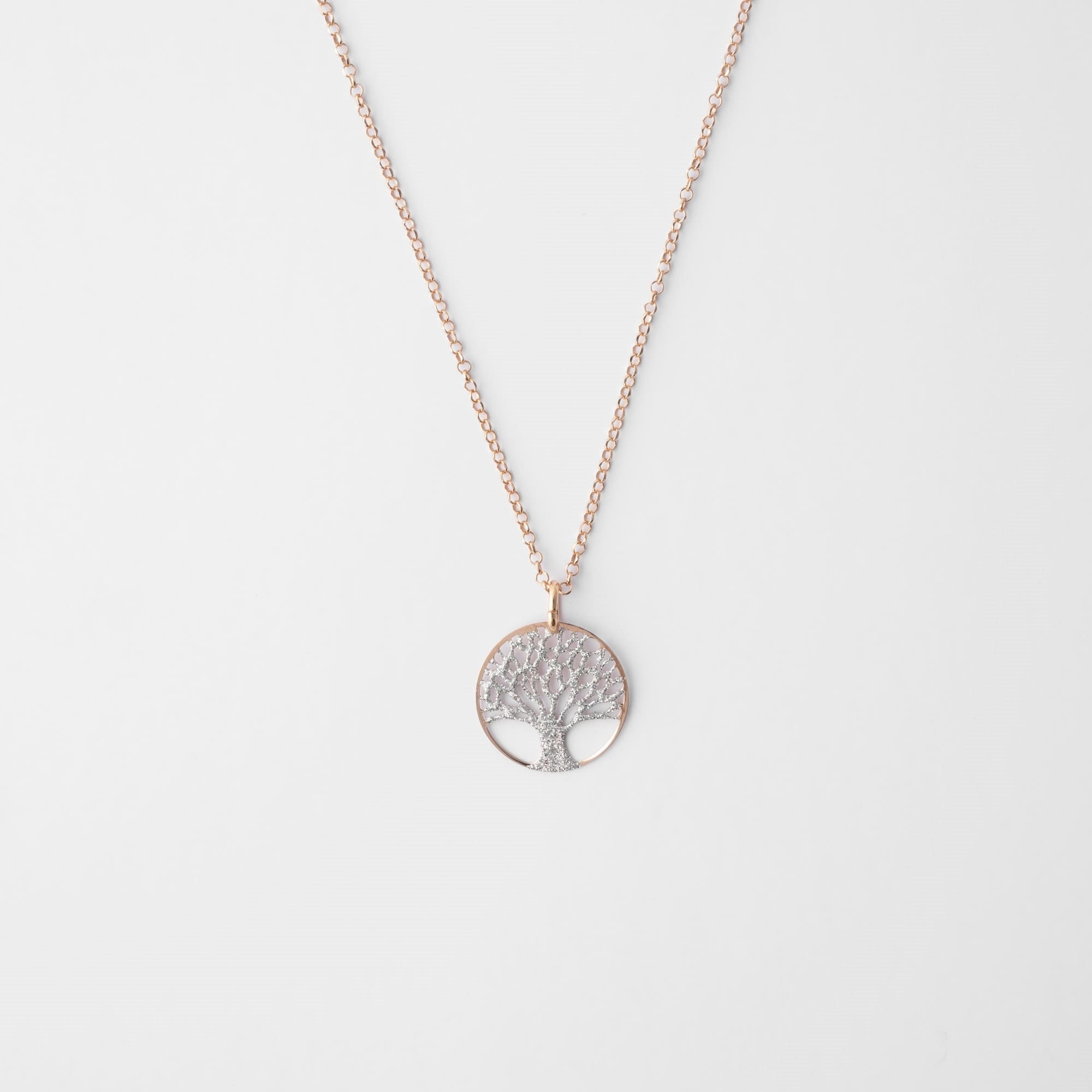 TREE OF LIFE Glitter 'Tree of Life' Necklace Rose Gold CMN401R