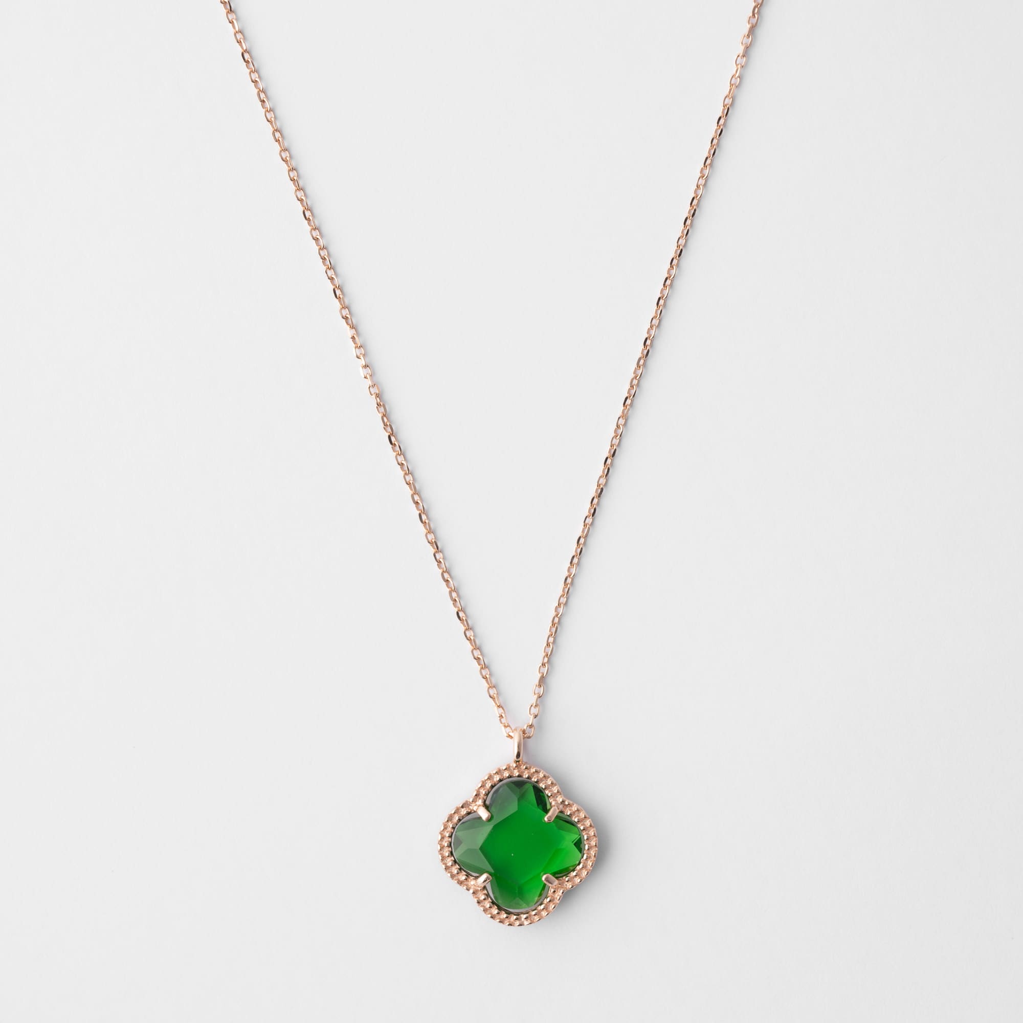 CLOVER Gold Necklace with Emerald Quartz