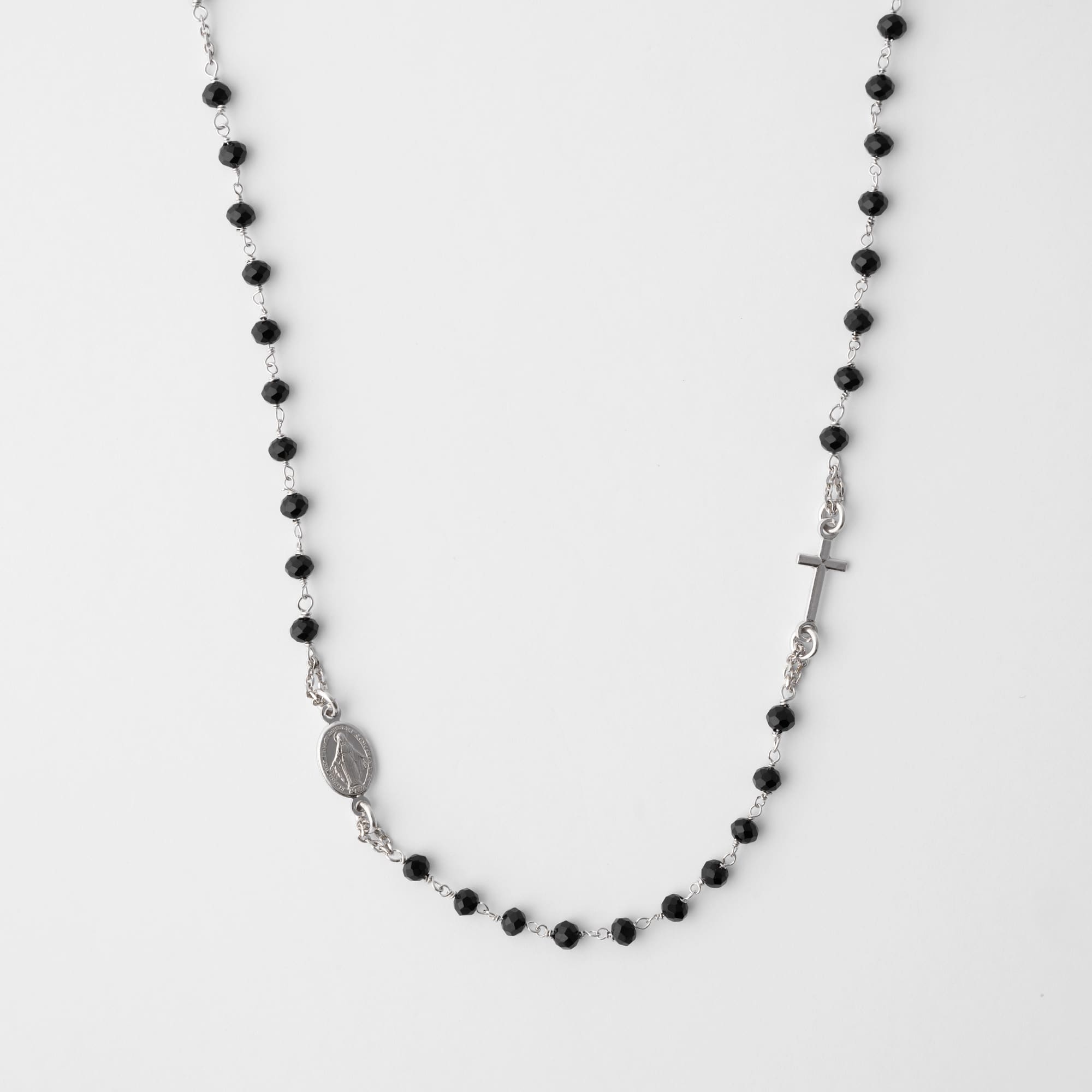 Collana ROSARIO in argento con perle a taglio di diamante nero NCN603S/B