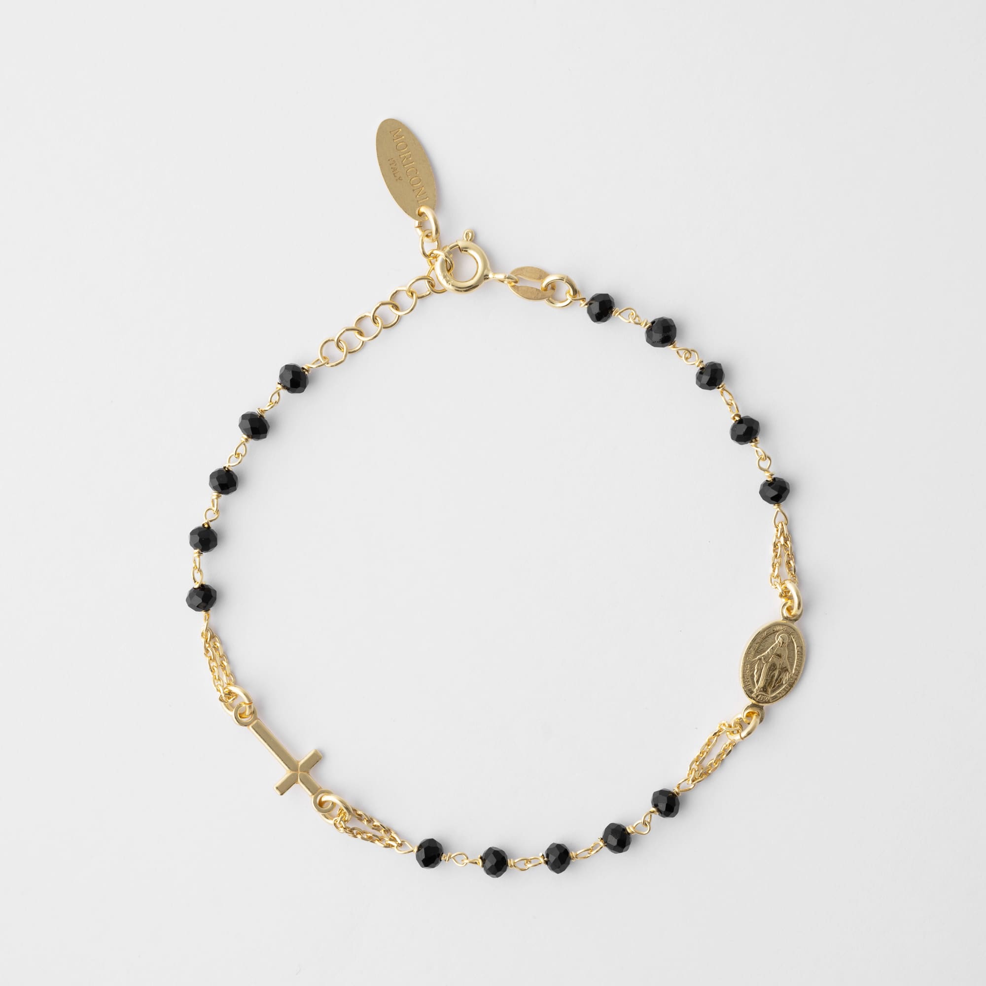 ROSARY bracelet with obsidian diamond cut's beads