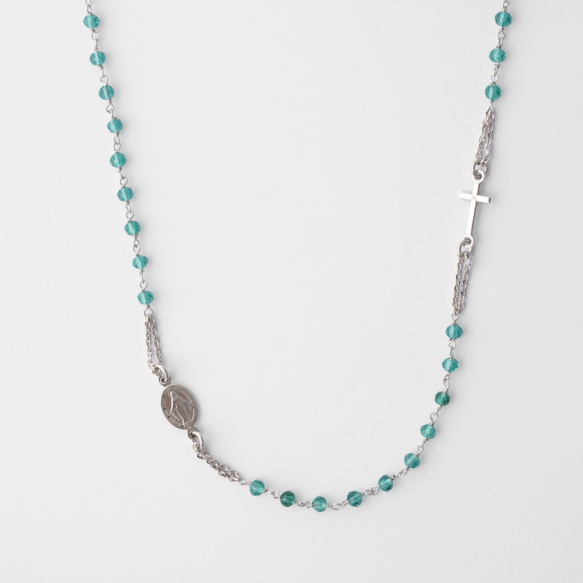 ROSARY Necklace with Green Crystals