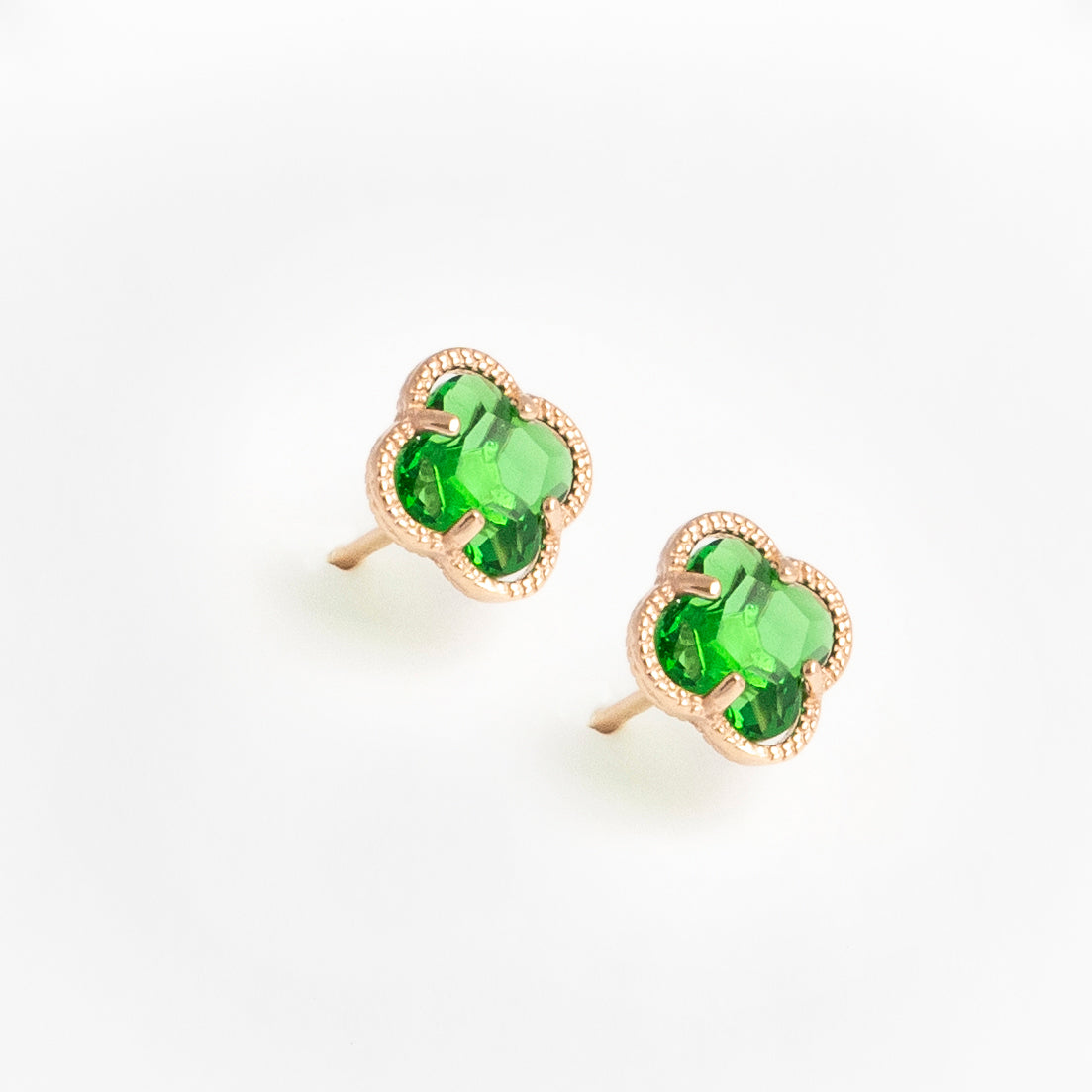 Cloverleaf earrings with emerald quartz
