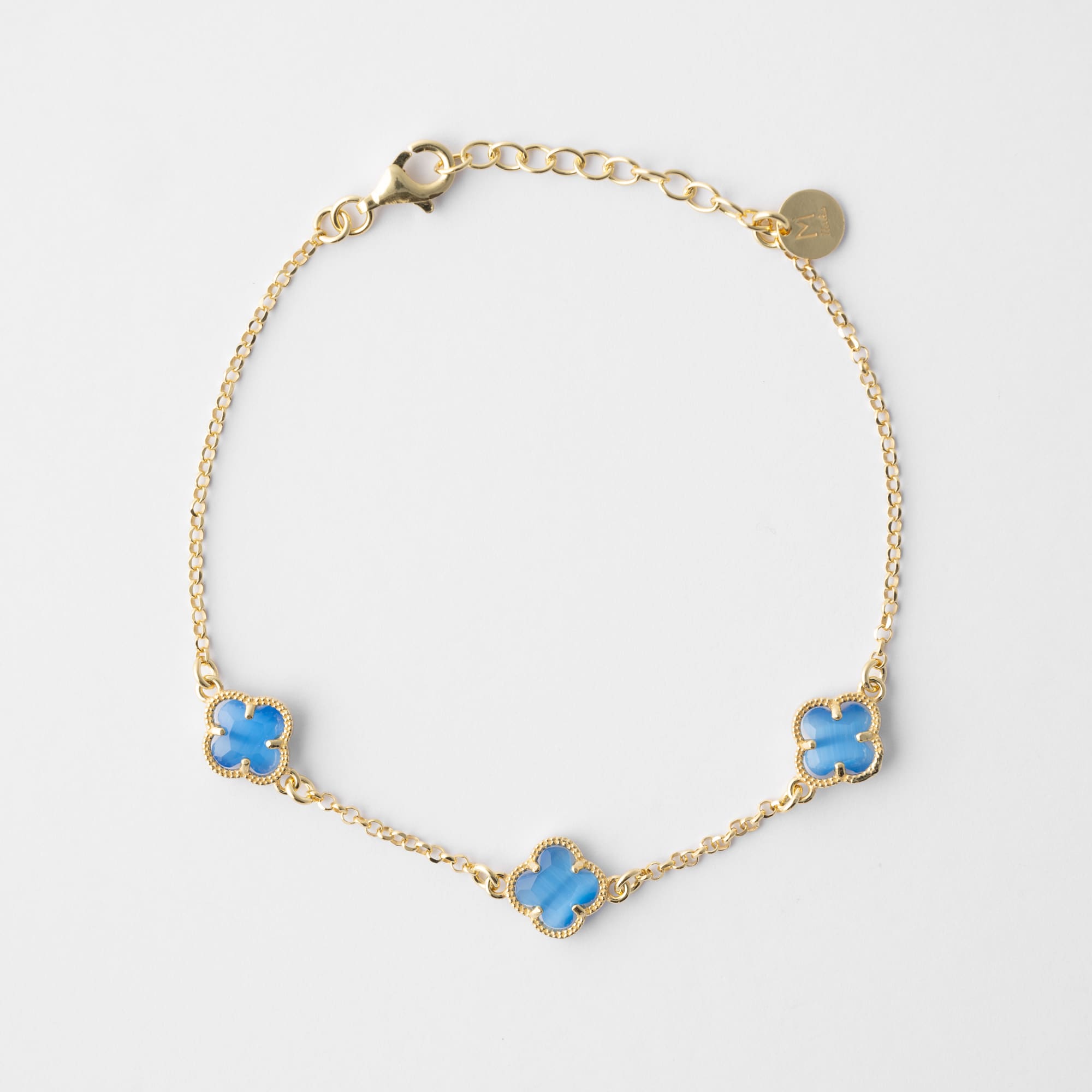 CLOVER Bracelet with blu Quartz