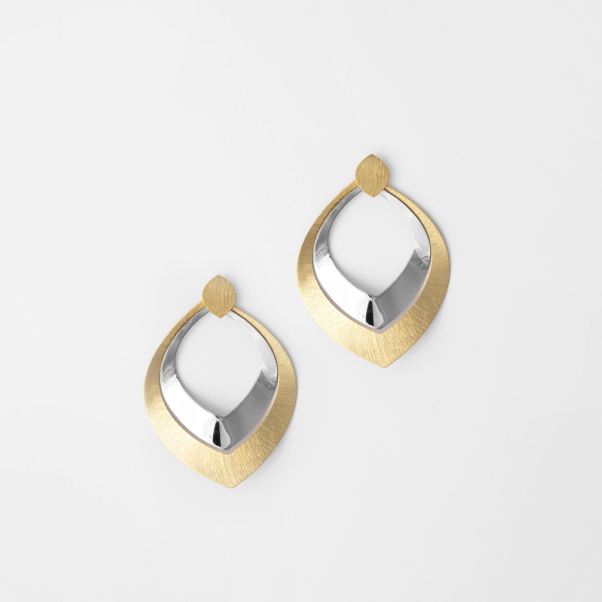 Silver gold wave earrings