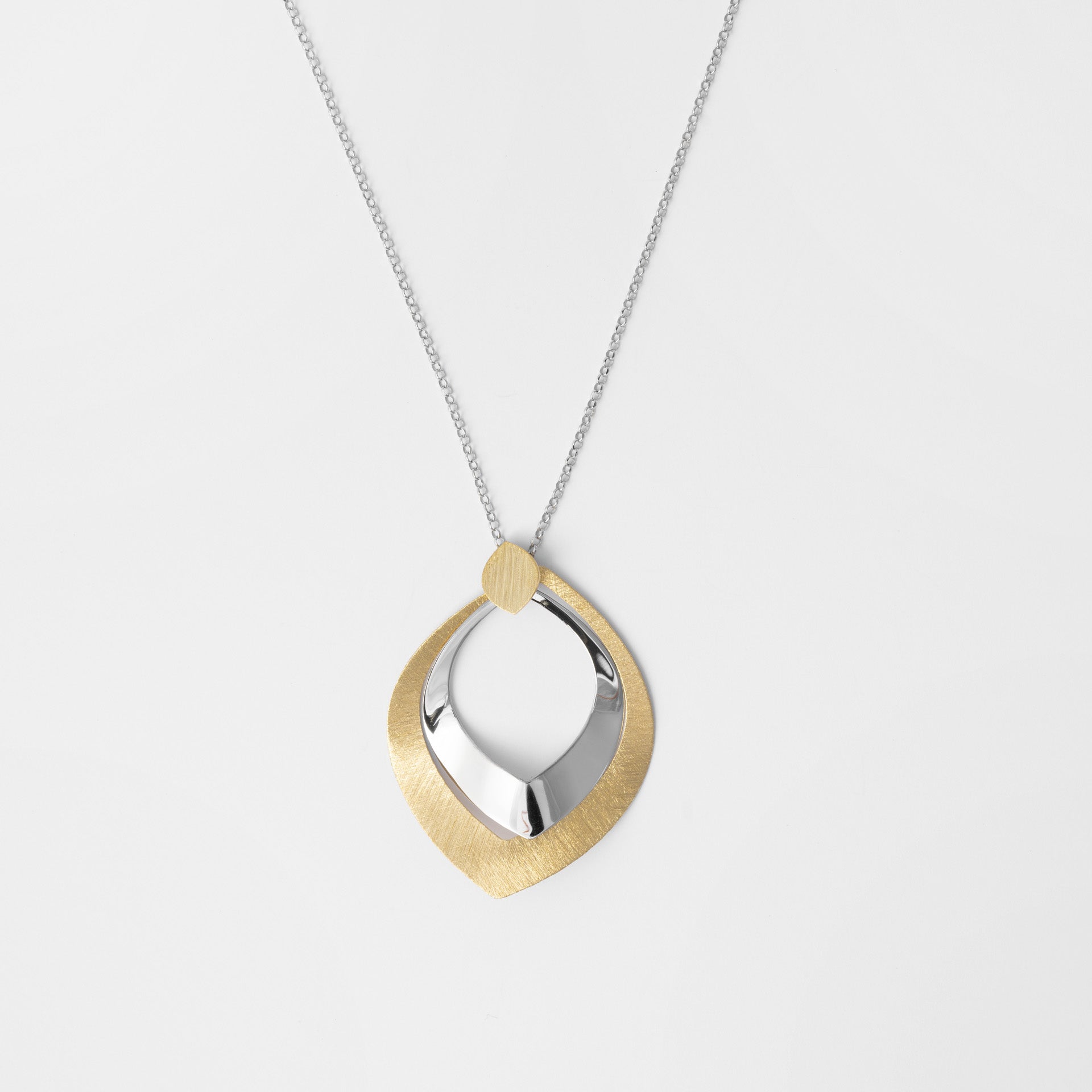 Silver gold wave necklace