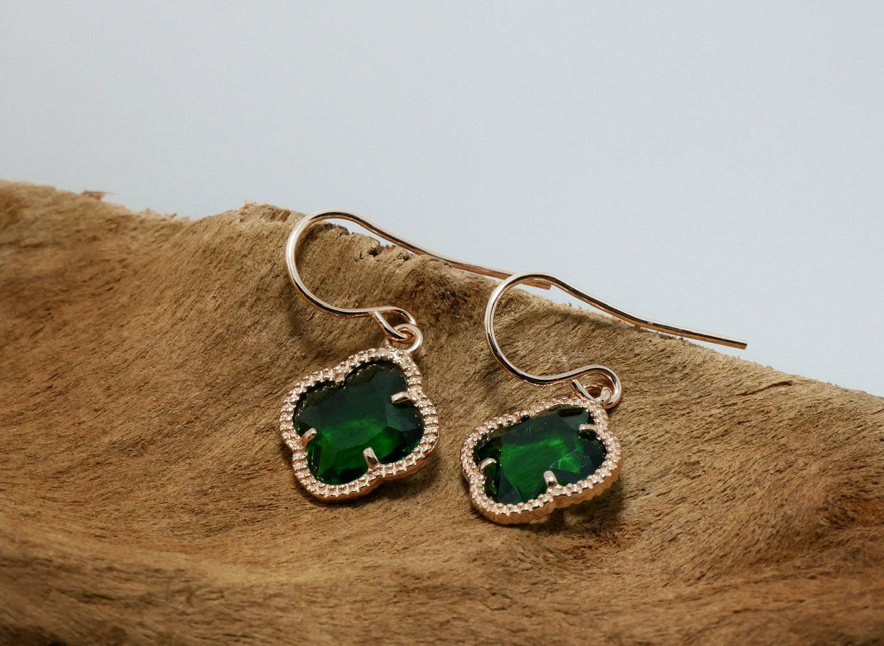 Emerald rose sale gold earrings