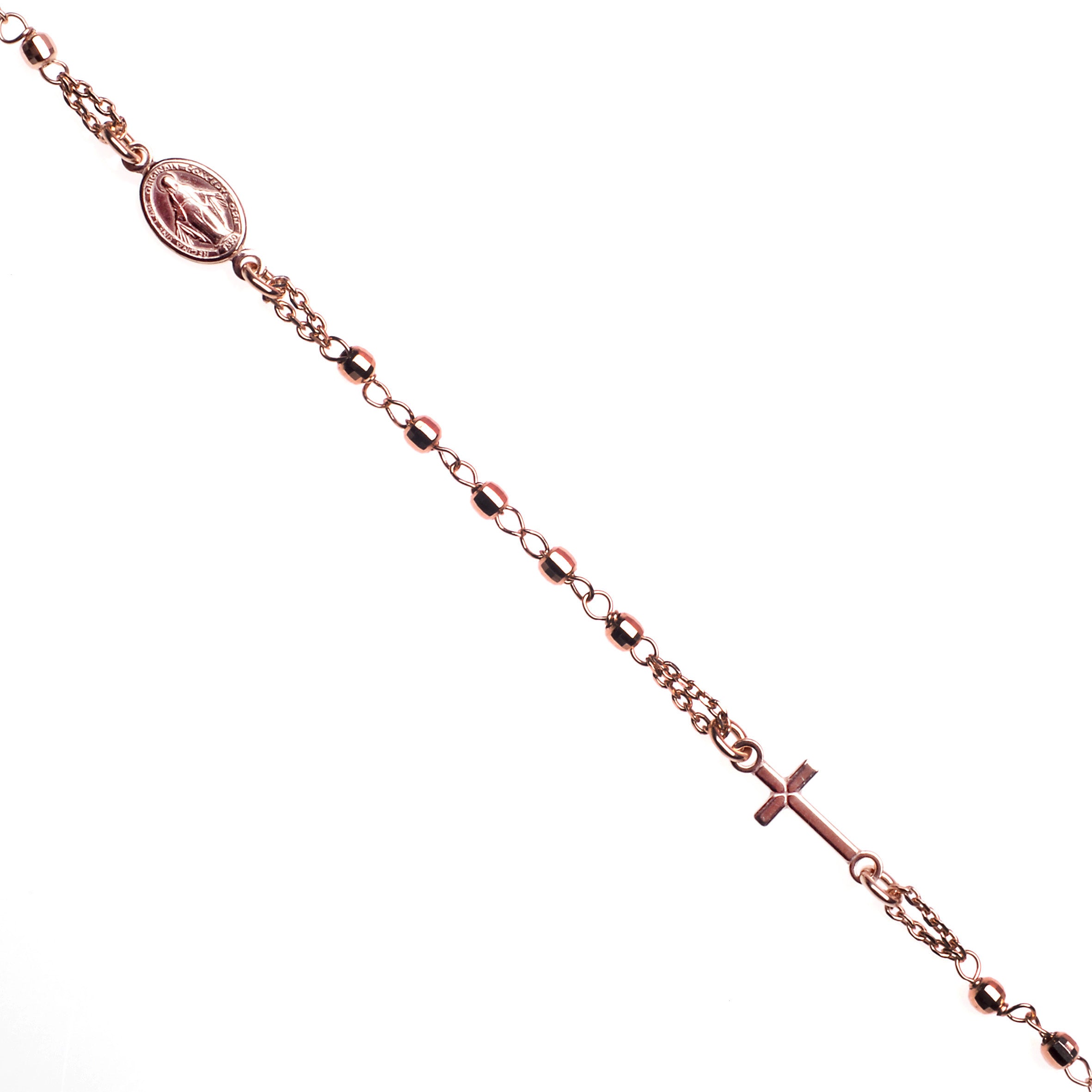 ROSARY bracelet rose gold plated with rose golde diamond cut beads NCB603R/R
