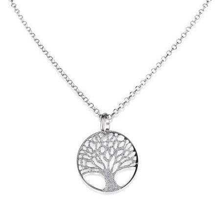 TREE OF LIFE Glitter 'Tree of Life' Necklace Silver CMN401W